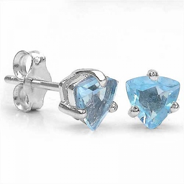 Ohrstecker Blue Topas 925 Sterling Silber Rhod.-1,00 Karat