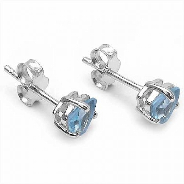 Ohrringe/Ohrstecker Blautopas-Dreiecke-925 Sterling Silber Rhod.-0,50 Karat