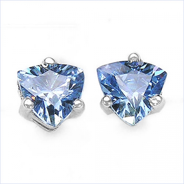 Ohrstecker Blauer Zirkonia Silber-Rhodiniert 0,50 Karat