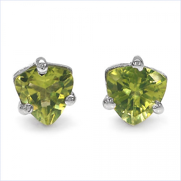 Ohrstecker Trillion-Peridot 925 Sterl.Silber-Rhodiniert 0,90 Karat