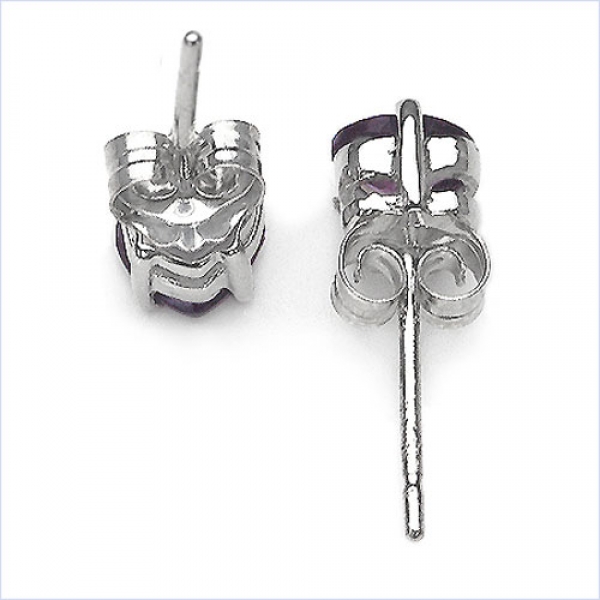 Ohrstecker Herz-Sterling Silber-Rhodin.-mit Amethyst 0,90 Karat