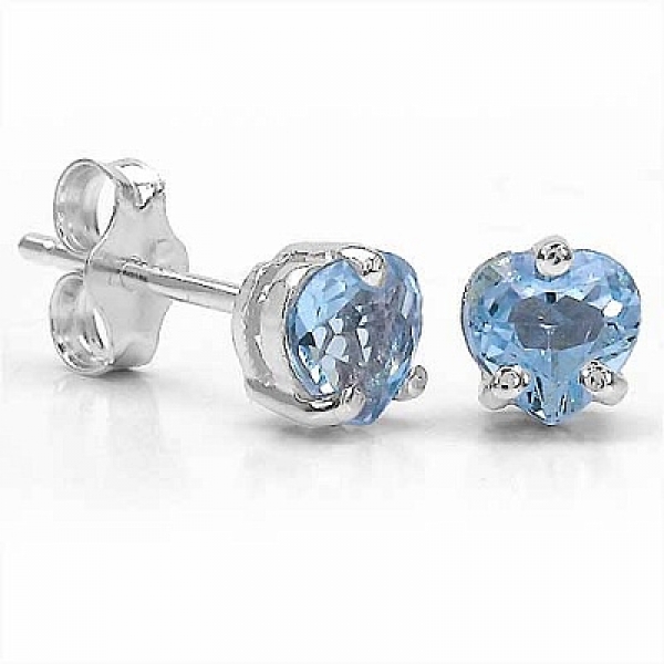 Ohrstecker Herz-Sterling Silber-Rhodin.-mit Blautopas