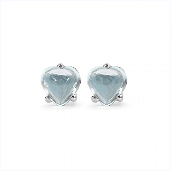Ohrstecker Blautopas-Herzen-Silber Rhod.-0,80 Karat