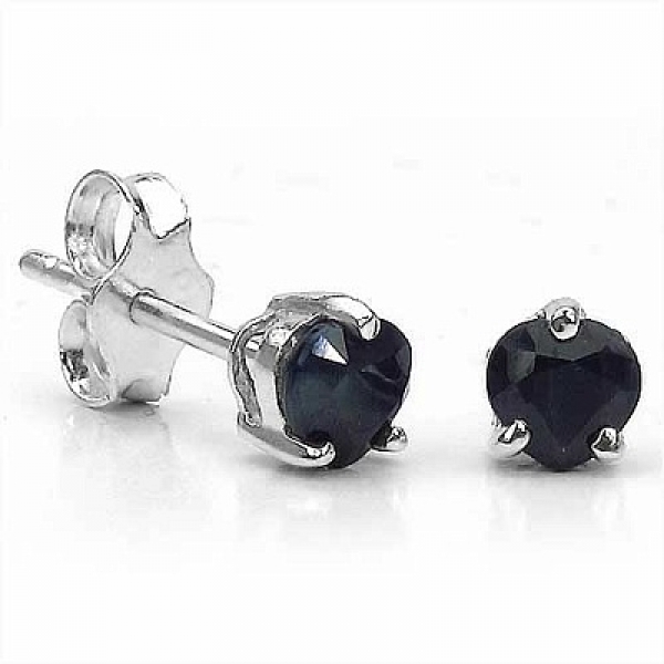 Ohrstecker Black Saphir-Herz Silber-Rhodiniert 0,70 Karat