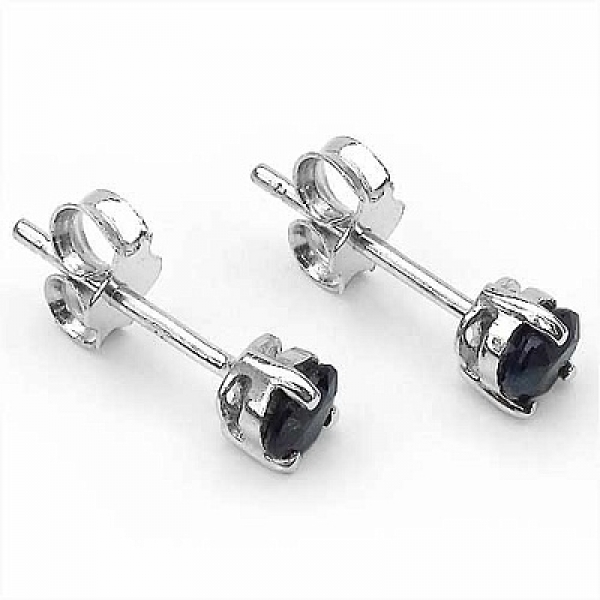 Ohrstecker Black Saphir-Herz Silber-Rhodiniert 0,70 Karat