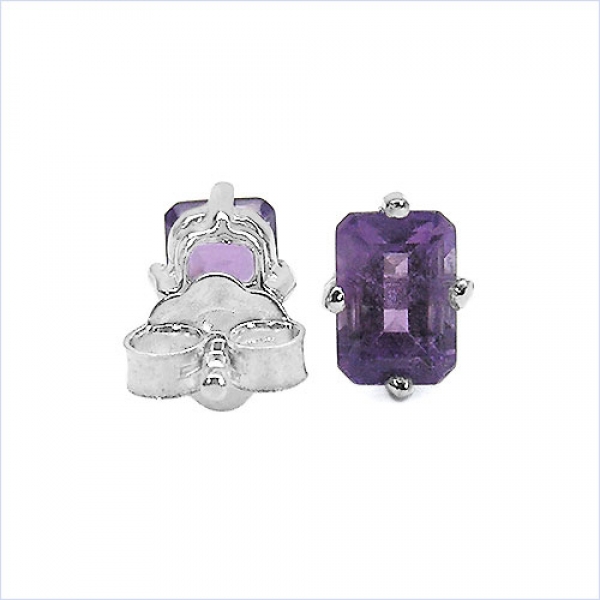 Ohrringe/Ohrstecker rechteckige Amethyste 925 Sterling Silber Rhod.-1,70 Karat