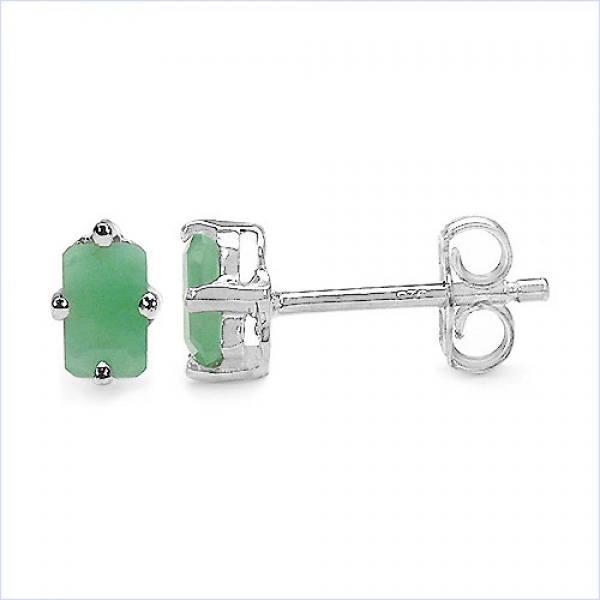Ohrstecker Smaragd-925 Sterl.Silber-Rhodiniert-0,70 Karat