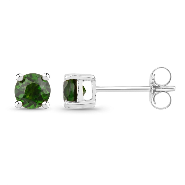 Ohrstecker/Ohrringe Chromdiopsid 925 Silber Rhodiniert