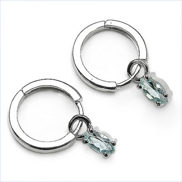 Ohrringe/Creole mit Blue-Topas 925-Silber- Rhodiniert 0,60 Karat