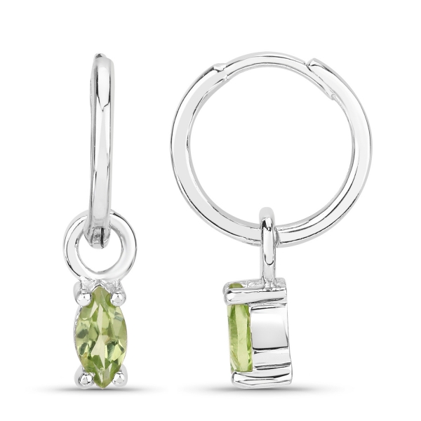 Ohrringe/Creole mit Peridot 925-Silber- Rhodiniert 0,60 Karat