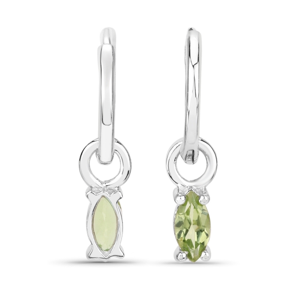 Ohrringe/Creole mit Peridot 925-Silber- Rhodiniert 0,60 Karat