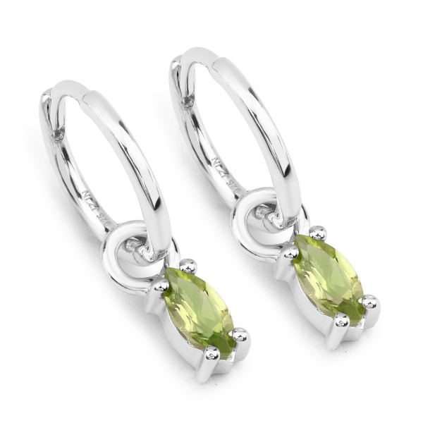 Ohrringe/Creole mit Peridot 925-Silber- Rhodiniert 0,60 Karat