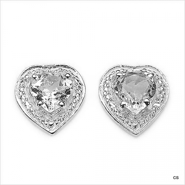 Ohrstecker Weiße Zirkonia-Herzen-925 Silb.-Rhodiniert-1,60 Karat