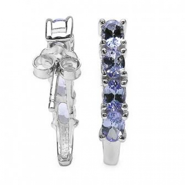 Ohrringe/Halbcreolen-mit Amethyst-1,29 Karat-925 Silber Rhodiniert
