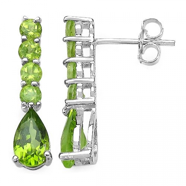 Bezaubernde Peridot-Ohrringe/Stecker-925 Silber Rhodiniert-2,50 Karat
