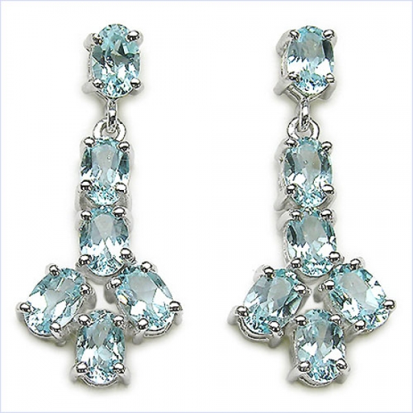Edle Blautopas-Ohrringe 925Silber-Rhodiniert-7,80 Karat