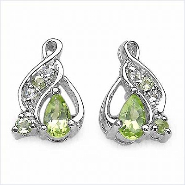 Filigrane Peridot/Weißtopas Ohrringe/Ohrstecker-0,58 Karat-10 Edelsteine