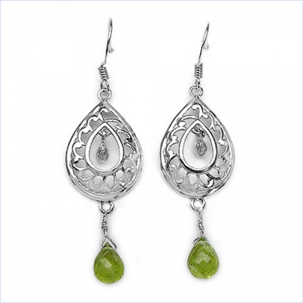Ohrringe Peridot/Zirkonia-925 Sterling Silber Rhod.-1,12 Karat