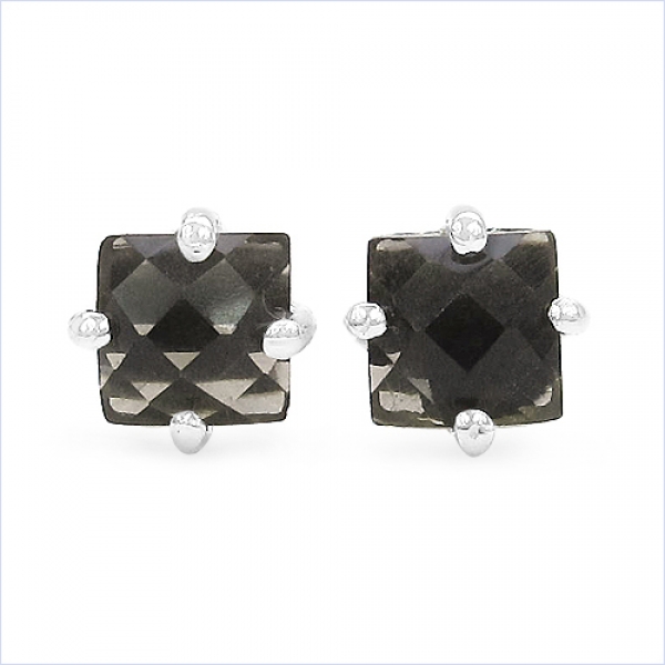 Ohrstecker Seltener Smoky-Topas/Rauchquarz-Silber Rhodiniert-1,30 Karat