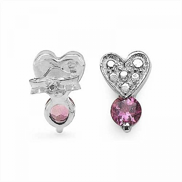 Ohrstecker Herz mit Rosa/Pink Turmalin-925 Sterling Silber-Rhodiniert-0,50 Karat