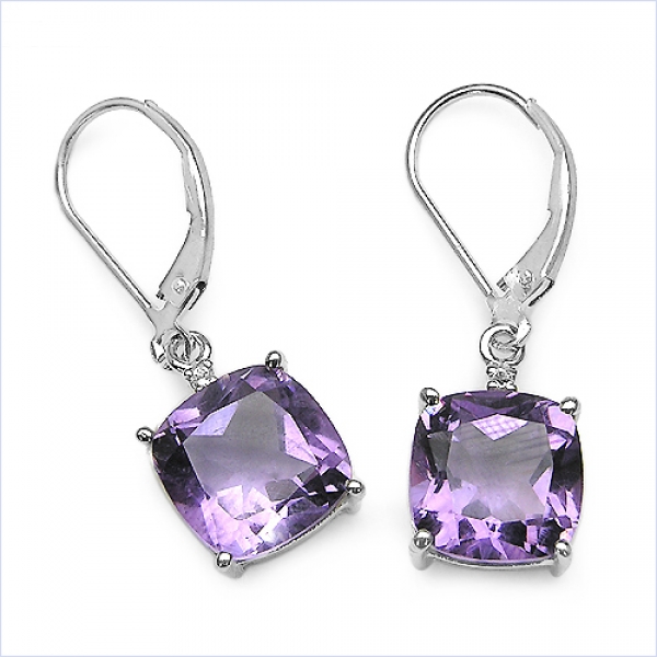 Amethyst/Weißtopas Ohrringe/Haken-Silber Rhodiniert-7,13 Karat