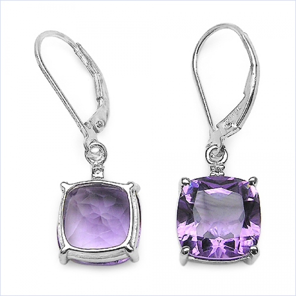 Amethyst/Weißtopas Ohrringe/Haken-Silber Rhodiniert-7,13 Karat