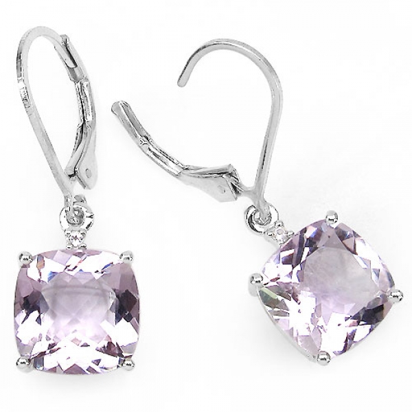Amethyst/Weißtopas Ohrringe/Haken-Silber Rhodiniert-7,13 Karat