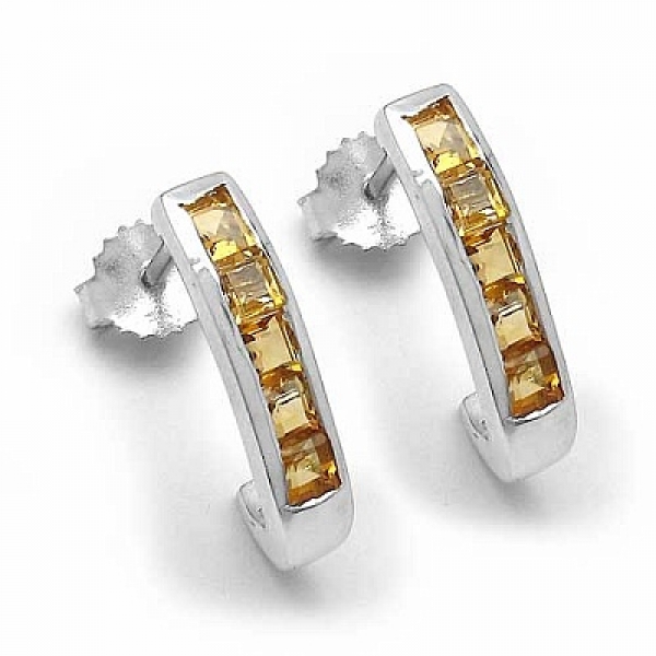 Edle Citrin Ohrringe/Halbcreolen Sterling Silber-1,00 Karat