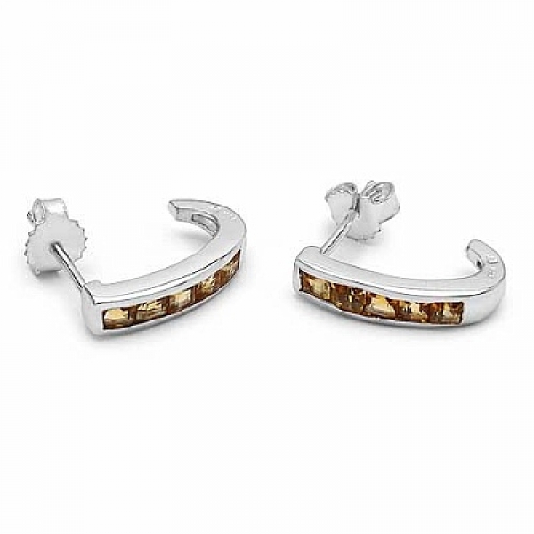 Edle Citrin Ohrringe/Halbcreolen Sterling Silber-1,00 Karat