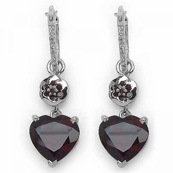 Collier/Kette mit Granat/Weißtopas-Herz-Anhänger 3,68 Karat