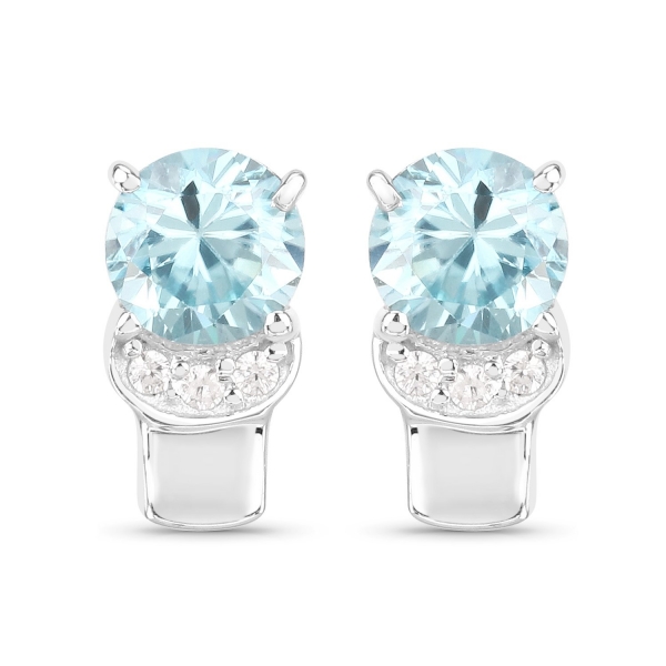 Elegante Blautopas/Weißtopas-Ohrringe/Ohrstecker-925Sterling Silber Rh.1,65 Karat