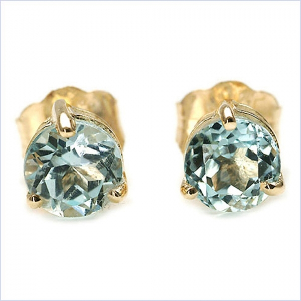 Ohrringe/Ohrstecker Blau Topas-Gelbgold-10 Karat(416er)-1,20 Karat