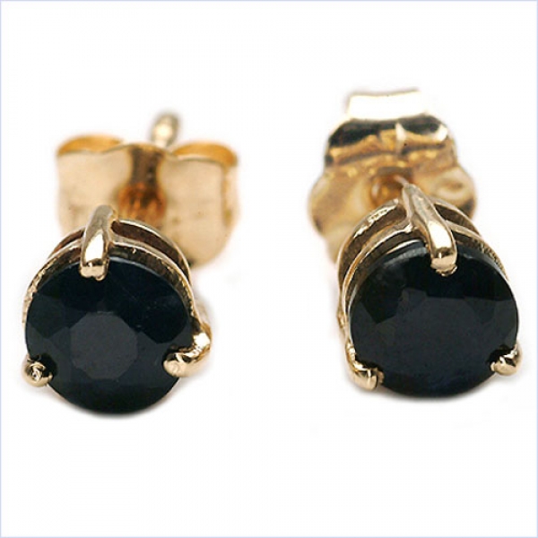 Ohrringe/Ohrstecker schwarzer Saphir in Gelbgold-10 Karat (416er)