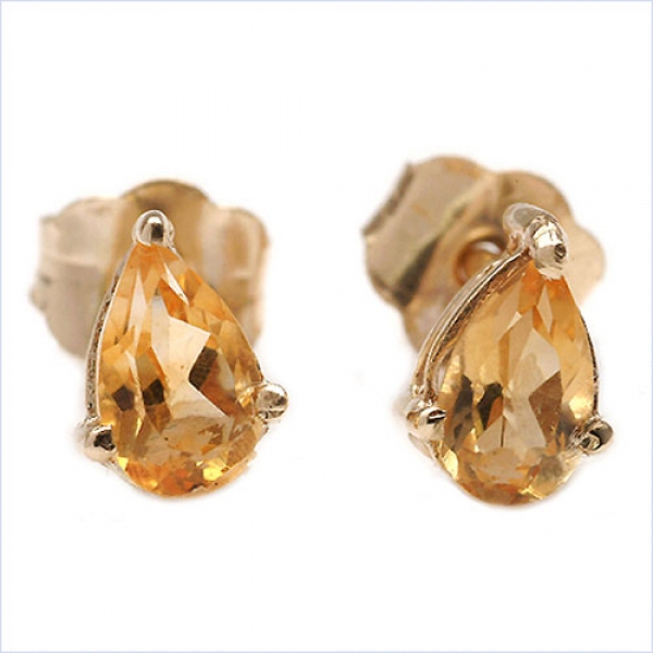 Ohrringe/Ohrstecker gelber Citrin-Tropfen-Gelbgold 10 Karat (416er)