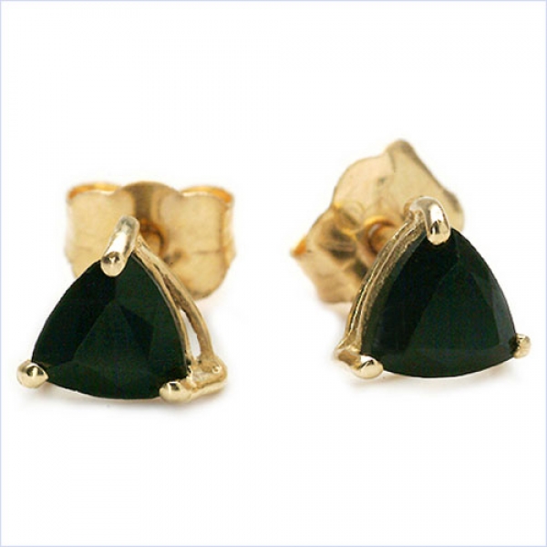 Ohrringe/Ohrstecker schwarzer Saphir in Gelbgold-10 Karat (416er)
