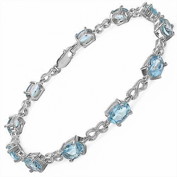 Edles Blautopas Armband 925 Silber-Rhodin.-9,75 Karat