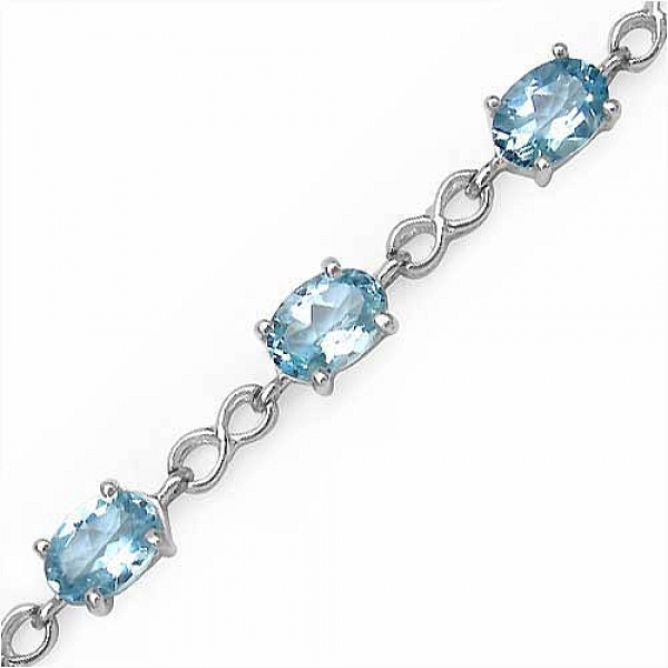 Edles Blautopas Armband 925 Silber-Rhodin.-9,75 Karat