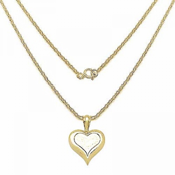 Collier Halskette mit Herz-Anhänger-925 Silber-vergoldet mit 14 Karat Gelbgold