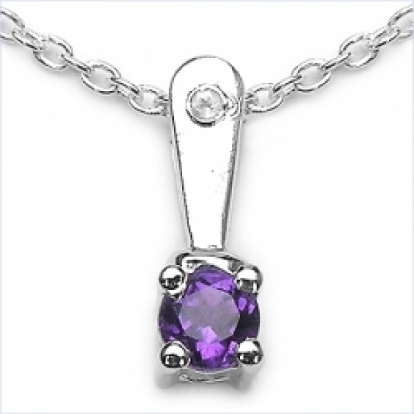 Collier/Kette-Anhänger Amethyst/Zirkonia-925 Silber-Rhodiniert