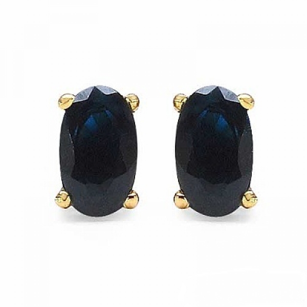 Ohrringe/Ohrstecker Nachtblaue Saphire-0,70 Karat-Gelbgold 10 Karat-416er
