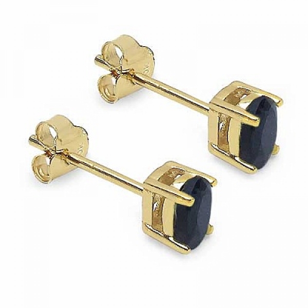 Ohrringe/Ohrstecker Nachtblaue Saphire-0,70 Karat-Gelbgold 10 Karat-416er