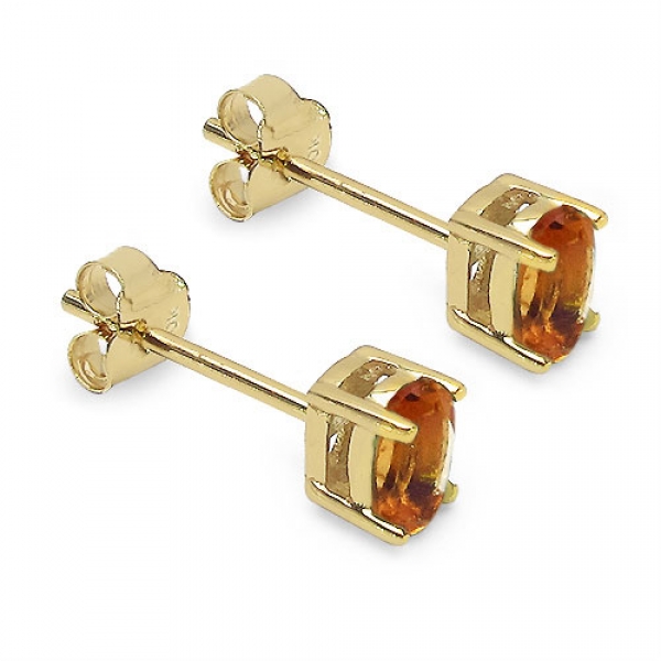 Ohrringe/Ohrstecker ovale Citrin (Sonnenstein)-Gelbgold-10 Karat(416er)