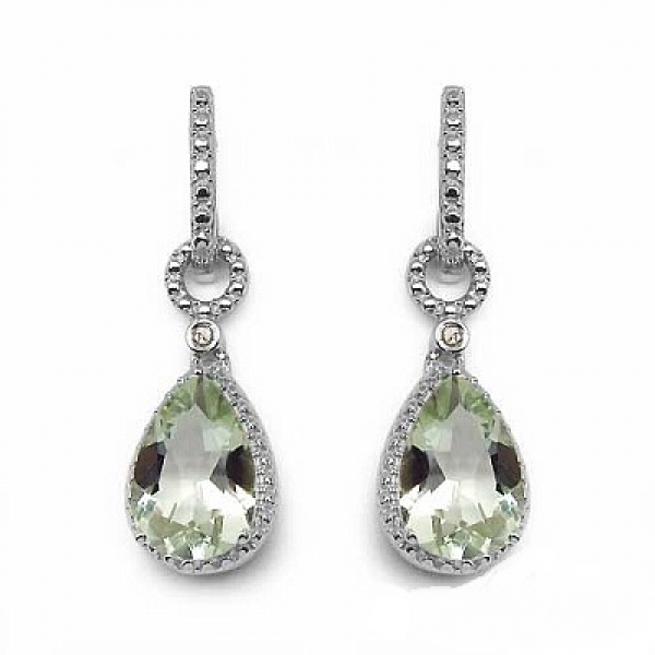 Elegante Ohrringe/Ohrstecker mit Diamant/Grünem Amethyst-5,62 Karat