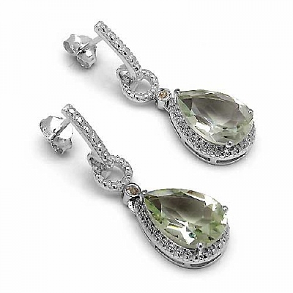 Elegante Ohrringe/Ohrstecker mit Diamant/Grünem Amethyst-5,62 Karat