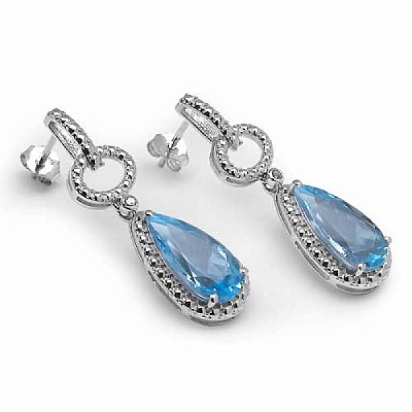 Elegante Designer Ohrringe/Ohrstecker mit Diamant/Blautopas 9,02 Karat