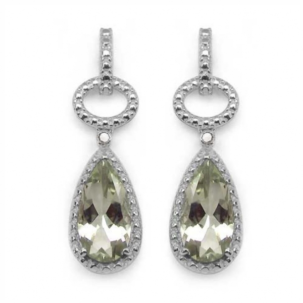 Elegante Designer Ohrringe/Ohrstecker mit Diamant/Grüner Amethyst 5,42 Karat