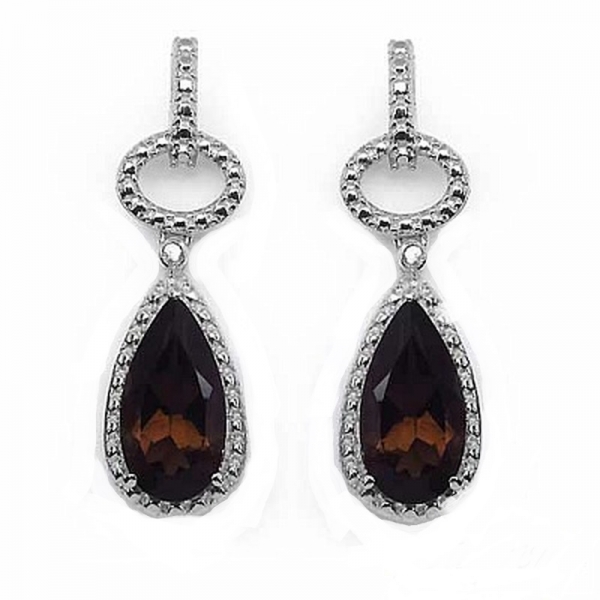 Elegante Designer Ohrringe/Ohrstecker mit Diamant/Rauchquarz 5,42 Karat