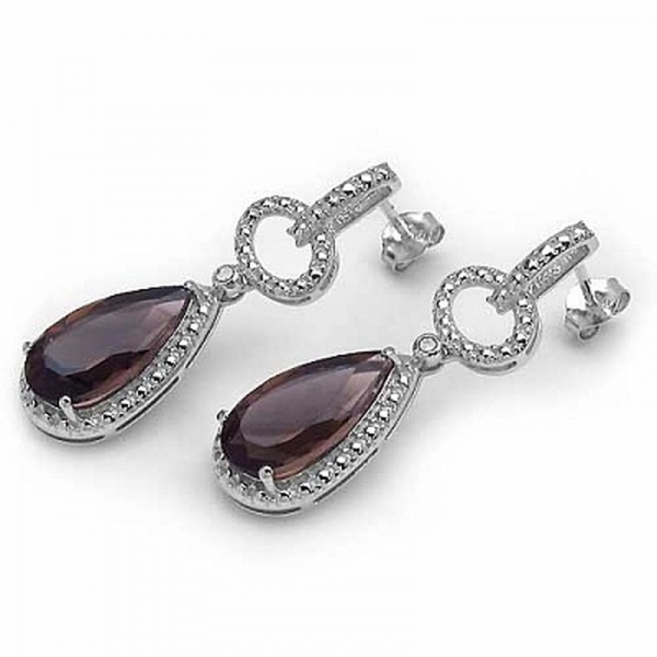 Elegante Designer Ohrringe/Ohrstecker mit Diamant/Rauchquarz 5,42 Karat