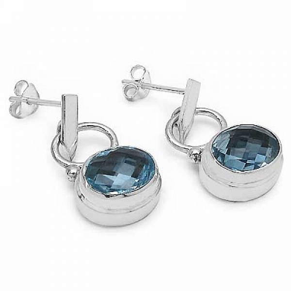 Elegante Designer Ohrringe/Ohrstecker mit facettierten Blautopas 8,00 Karat