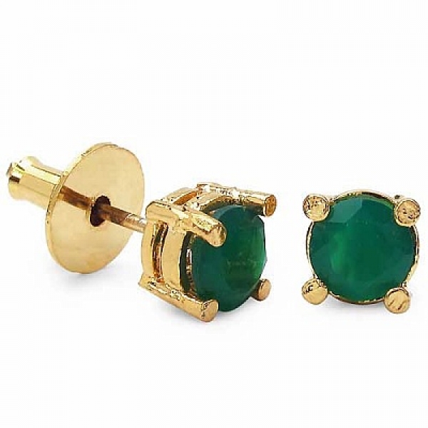 Ohrringe/Ohrstecker Schwarzer Saphir- 2,20 Karat-vergoldet